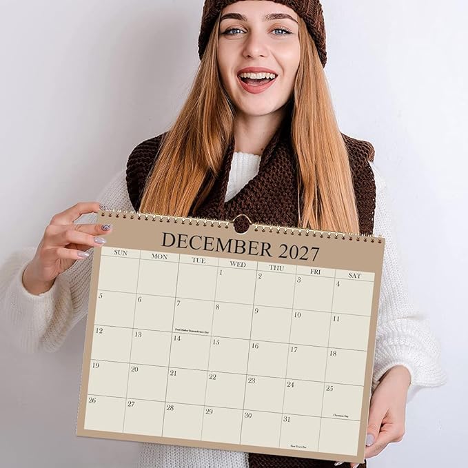 2026-2027 Calendar - Wall Calendar 2026-2027 from April 2026 Until December 2027, 21 Months Calendar with Premium Paper, Twin-Wire Binding & Hanging Hook, 8.5" x 11", Green