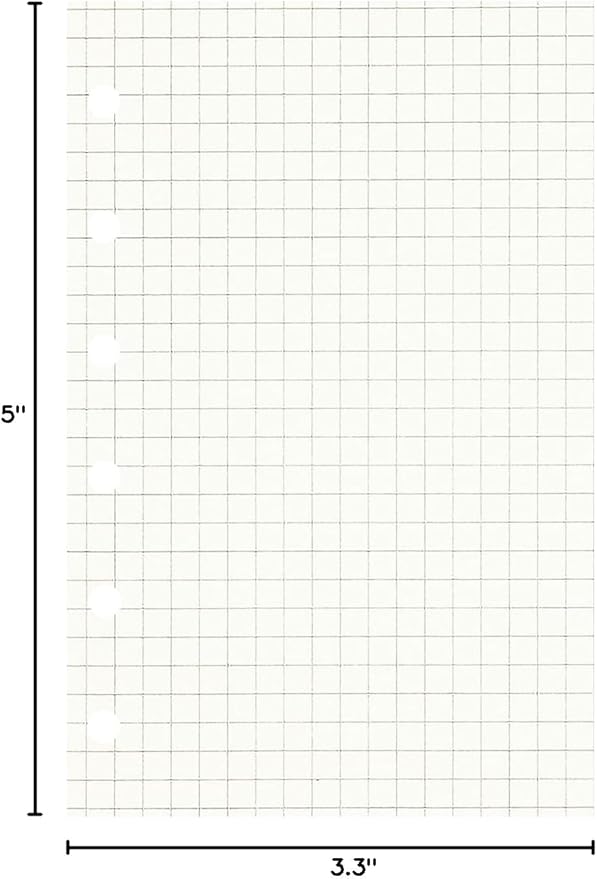 Zelten 3 Pack A7 135 Sheets/270 Pages Squared Loose Leaf Punched Paper Refills Paper for 6 Hole Binder Personal Organizer Diary Notebook Refillable Planner