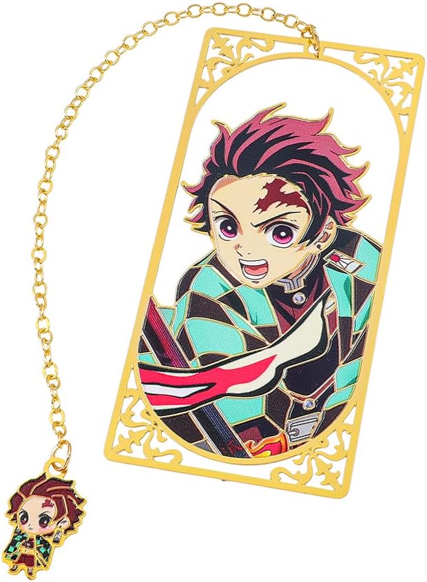 Demon Kamado Bookmark Page Mark, Anime Tanjiron Zenitsu Giyuu Kyoujurou Figure Reading Tool, Stationery Gifts for Reading Lovers Bookworm (Style B)