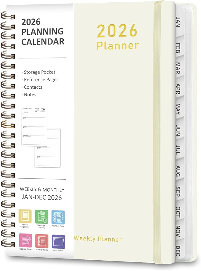 2026 Planner, Weekly and Monthly Calendar Academic Planner, Jan 2026 - Dec 2026, Planning Agenda Book for Desk Accessories and School Supplies - Letter Size(8.5'' x 11'')