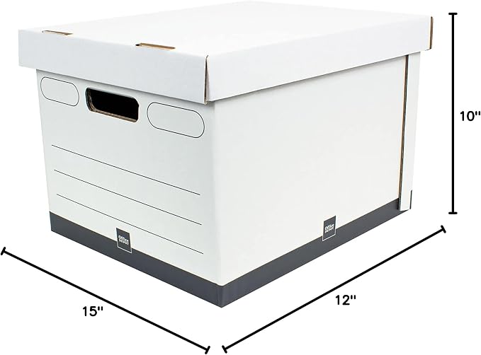 Office Depot® Brand Heavy-Duty Quick Set Up Storage Boxes, Letter/Legal Size, 15" x 12" x 10", White/Black, Pack Of 5