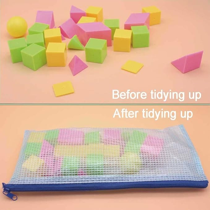10 Pcs Mesh Zipper Pouch Document Bag, A6 Zip File Folders, Waterproof Plastic Documents Organizer Bags, for School Office Supplies Puzzles & Games Organizing Travel Storage(9.2 x 4.2 Inches 5 Colors)