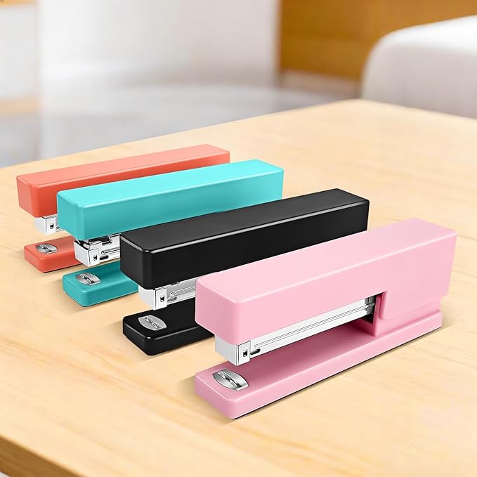 Stapler 25 Sheet Capacity with 830 Staples and Staple Remover, Full Strip Staplers for Desk, No Jam, Non-Slip for Office & School, Black