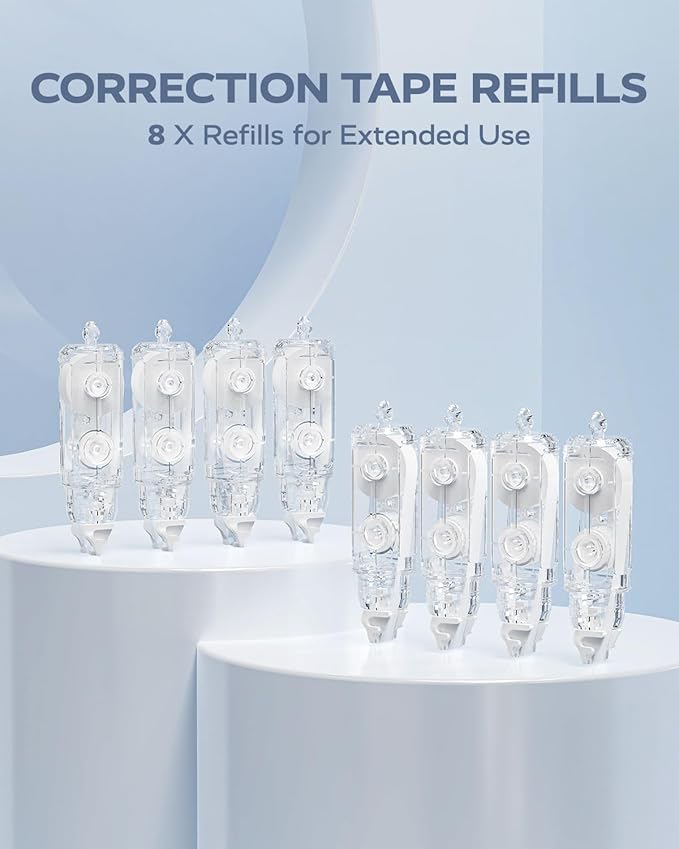 Four Candies White Correction Tape Refills, 8PCS Refillable Tape for Back to School & Office Supplies