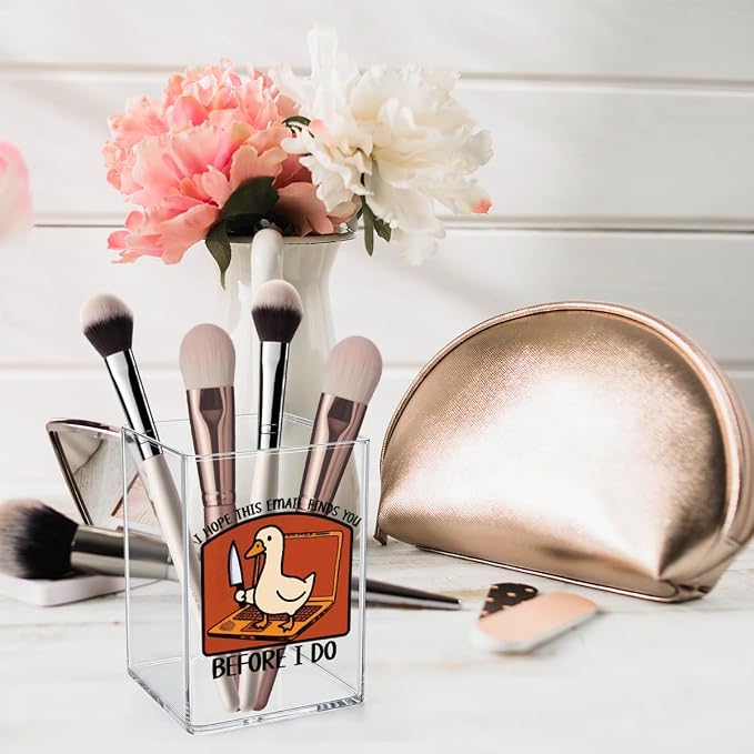 Funny Silly Goose Office Quotes Desk Pencil Holder Appreciation Administrative Professional Day Gifts for Women Men Manager Coworker Friend Acrylic Pen Holder Pencil Pen Cup