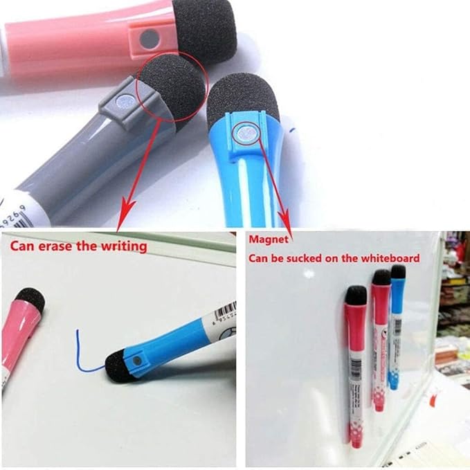Magnetic Whiteboard Markers With Erase Fine Tip Dry Erase Markers, Magnetic Whiteboard Pen Writing Drawing Erasable Board Marker Office Supplies,Fine Tip, Low Odor White Board Markers Perfect(Purple)