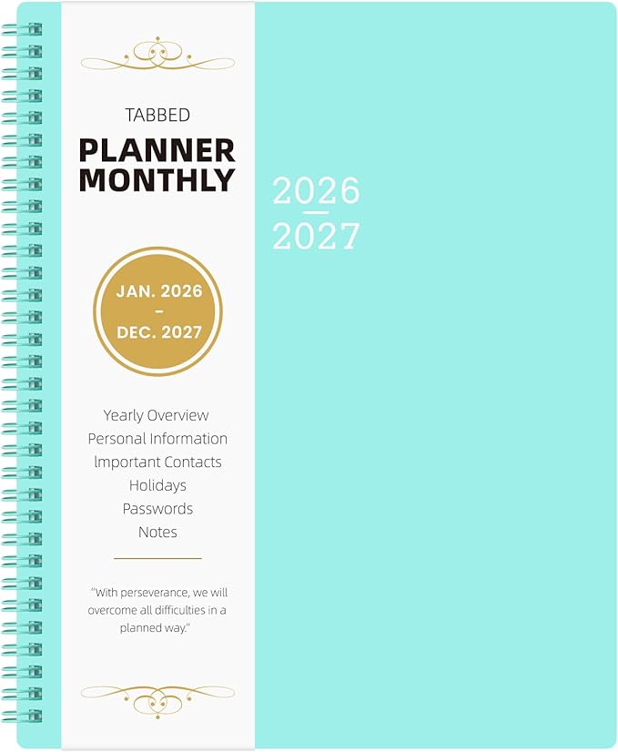 Monthly Planner 2026-2028 - Planner 2026-2027, 9'' x 11'', 24 Months from JULY 2026 to JUNE 2028, Monthly Calendar with Tabs, Inner Pocket