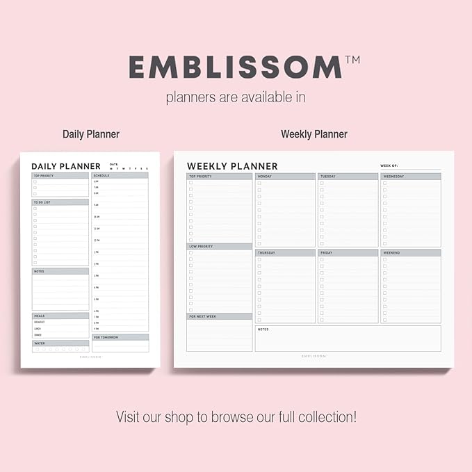 Weekly Planner Notepad, 8.5 x 11" Tear-Off Pad – 70 Undated Sheets, Daily Schedule Deck Organizer with Priorities, To Do List & Checklist for School, Work, Home (White, Checkbox, 2 Pack)