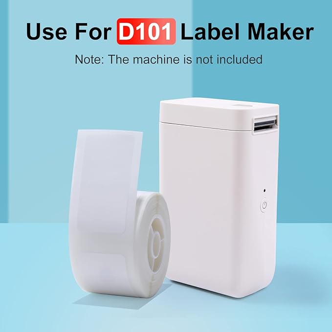 NIIMBOT D101 Label Maker Tape D101 Adapted Label Print Paper, Self-Adhesive Labeling Tape Replacement 25 X 100 mm Thermal Label Tape for Home Office, 65 Labels/Roll, White