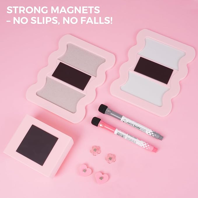 SKYDUE Locker Accessories Kit for Girls - Includes Magnetic Mirror, Whiteboard, Pen Holder, Magnets and Stickers, Pink Locker Decor & Organizer Set, Back to School Supplies, Basic Set 10 Piece