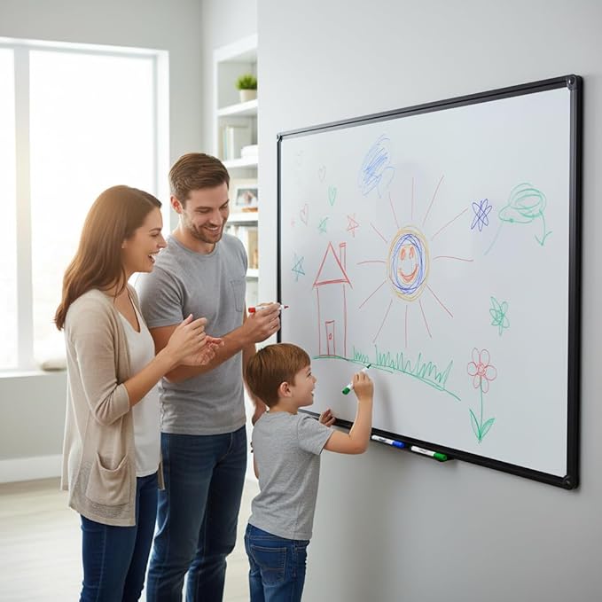 72" x 40" Inch Extra Large Magnetic Whiteboard, Black Aluminum Framed Wall Mount Dry Erase Board for Office, Classroom, Home, Premium for Presentations, Planning & Collaboration