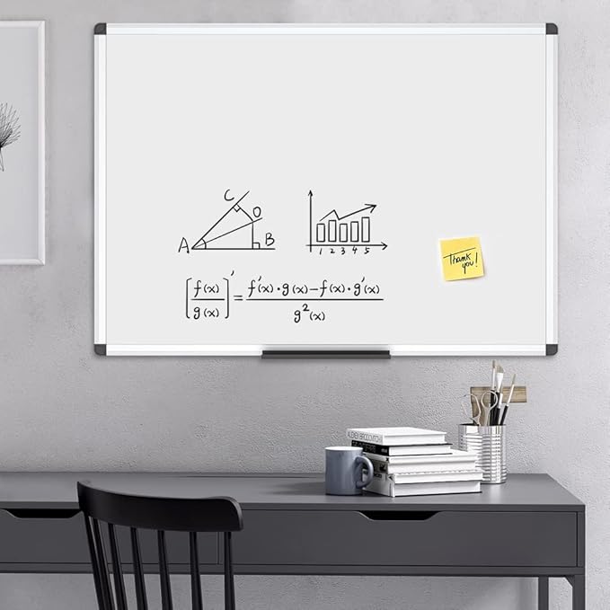 VIZ-PRO Porcelain Magnetic Dry-erase Whiteboard, 48 X 36 Inches, Silver Aluminiuim Frame