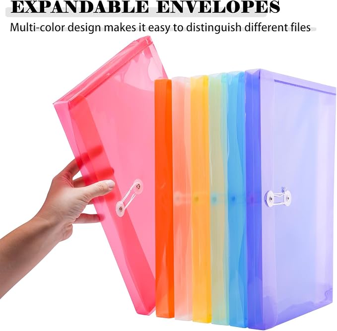 Legal Size Plastic Envelopes with String Tie Closure, 1-1/4" Expansion Clear Poly Envelope Side Loading File Folder Document Organizer for Legal Size Paper, Filing Folders, Office School Home (28)