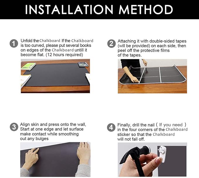 ZHIDIAN Magnetic Chalkboard Contact Paper for Wall, 94" x 48" Non-Adhesive Back Chalkboard Wallpaper, Blackboard Wall Sticker with Chalks for Home/School/Playroom