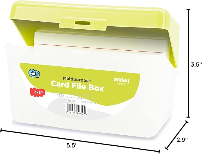 Enday Index Card Box Green 3x5 Index Card Holder, Index Card Organizer, Flash Card Holder, Holds 250 Cards. (36 PC)