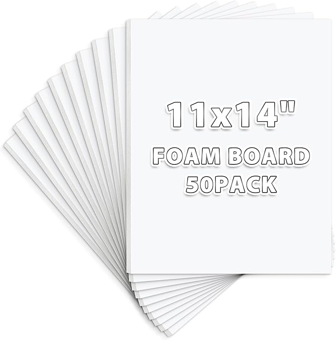 Golden State Art, Pack of 50, Foam Core Backing Boards (1/8" Thick, 11x14 White)