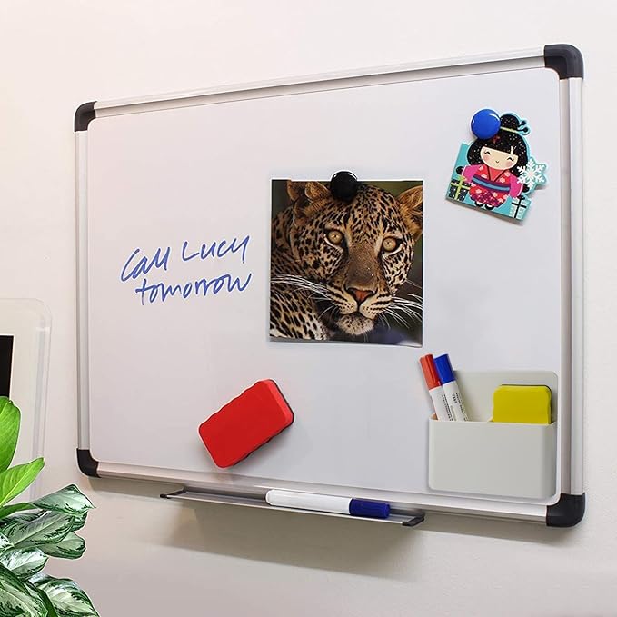 EODVICS Magnetic Marker Holder with Adjustable Divider, Heavy Duty Dry Erase Pen Marker Organizer for Whiteboard Fridge, Scratch Resistant, 1 Pack White