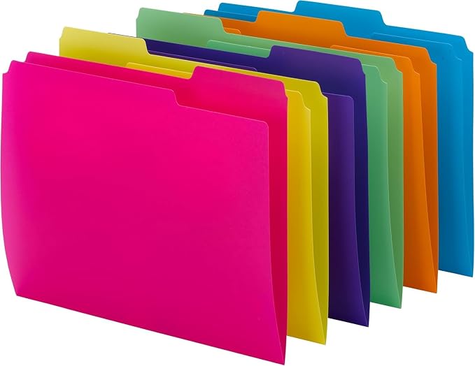 Smead Poly File Folder, 1/3-Cut Tab Letter Size, Bright Colors, 24 per Box (10506)