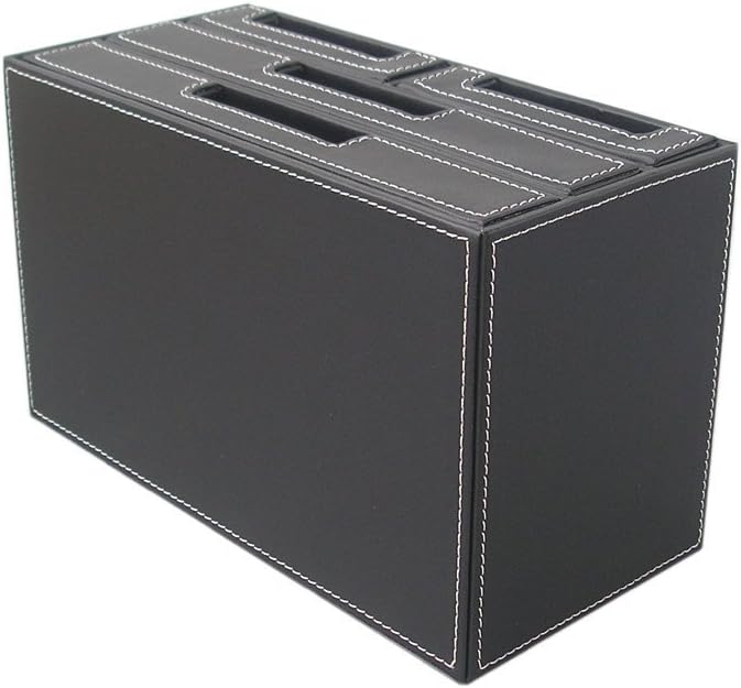 KINGFOM PU Leather Desk Organizer with 4 Drawers Small, Desktop Organizer Drawer for Office Supplies Accessories, Stationery Storage Box Bills Collection Holder Black