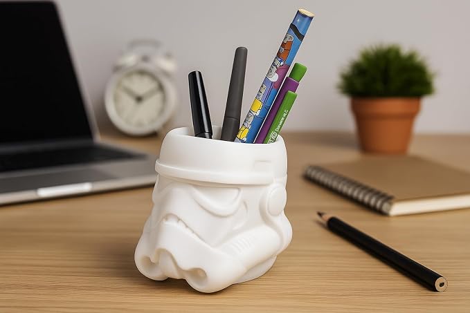 Stormtrooper Pen and Pencil Holder, White vase for plants 3D PRINTED