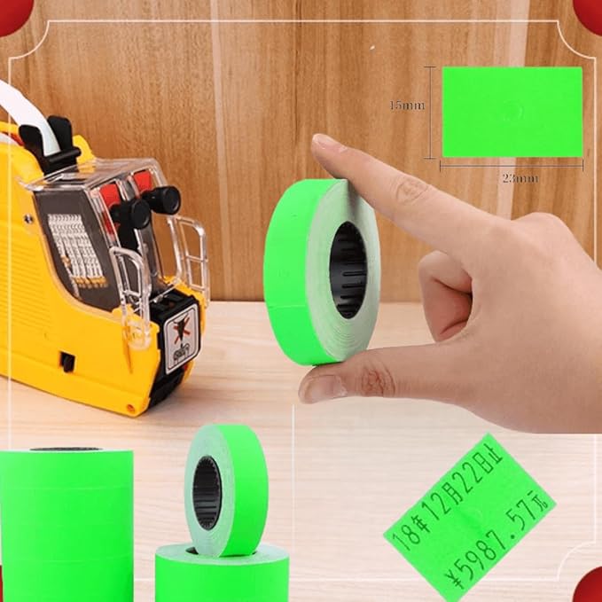 MX-6600 Price Gun Labels, 2 Line Pricemarker Labels Paper for Price and Date Guns, Suitable for MX-6600, MX-6602, G6000, YH-689, 5000pcs-10 Roll (Without Gun) Green