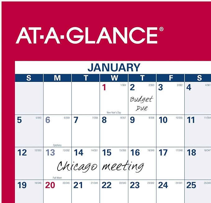 AT-A-GLANCE 2025 Erasable Calendar, Dry Erase Wall Planner, 12" x 16", Small, Vertical/Horizontal, Reversible, Compact (PM330B2825)