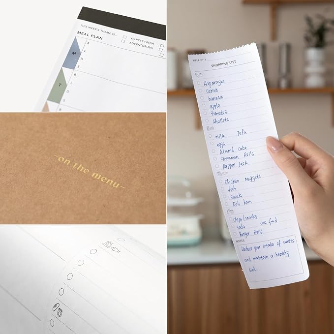 Weekly Meal Planner and Grocery List Magnetic Notepad for Refrigerator - 7x10” Meal Planning Pad with Tear Off Shopping List-Plan Weekly Menu Food for Weight Loss or Dinner List for Family
