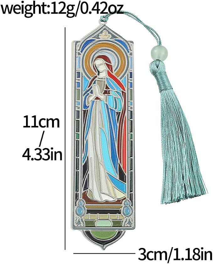 Divine Virgin Mary Bookmark with Tassel - Exquisite Design Book Marks for Women Men, Gift for Book Lovers