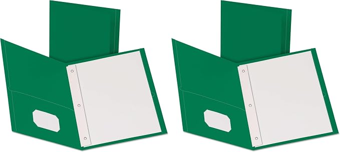 Oxford Twin Pocket Folders with Fasteners, Letter Size, Hunter Green, 25 per Box (57756) (Pack of 2)