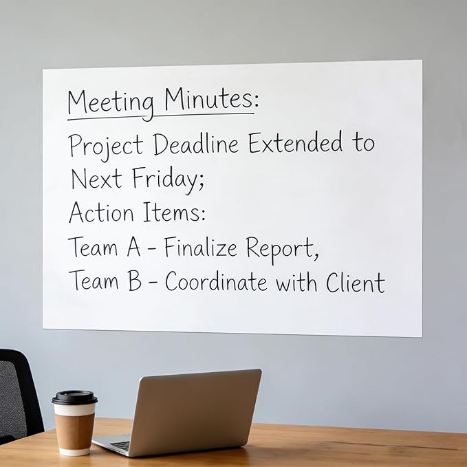 Whiteboard Adhesive Contact Paper, 48×36" in Magnetic Whiteboard Roll, Dry Erase Board for Wall. Ideal for Schools, Offices, and Homes. Includes Markers and Dry-Erase Board.