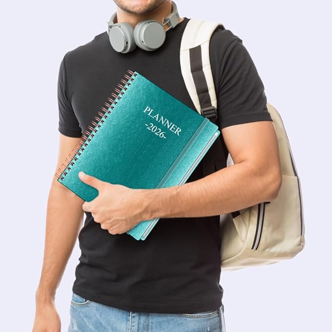 Planner 2026 - Weekly & Monthly Planner Runs from January 2026 to December 2026, 8.5 x 11", 12 Month Tabs, Inner Pocket, PU Leather Cover with Twin-Wire Binding, Monthly Planners 2026, Teal