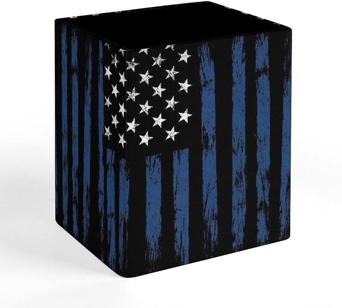 Women's Fashion Pencil Pen Holder Cup, Waterproof Office Supplies, Waterproof Multifunctional Office Supplies Blue Line American Flags