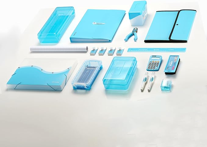 Square Flap Document Holder Blue, Expanding File Folder, A4 Letter Size Reusable Filling Envelopes, Snap Closure Wallet File Pouch Also Available in Pink, Purple, Green, Red, Grey, 1 Pc– By Enday