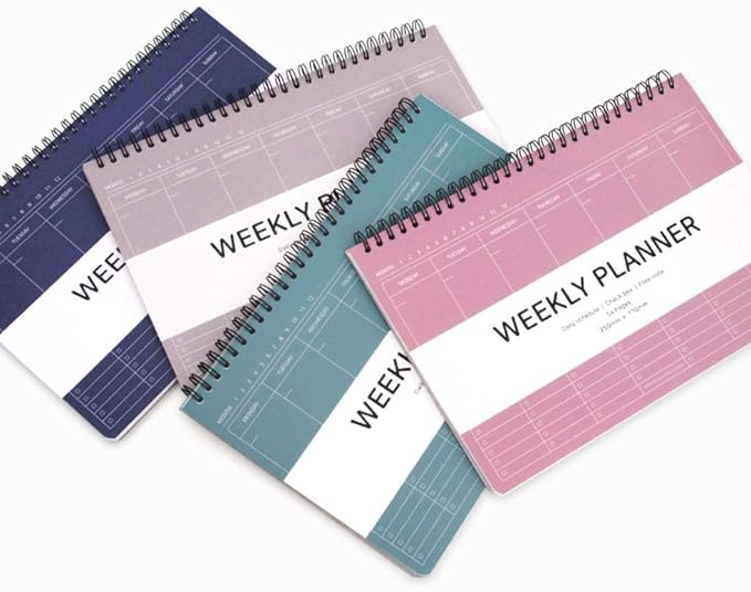 Elite Check Weekly Planner - Wirebound Undated Weekly & Daily Scheduler, Check Box, Free Note / 250 x 170 mm (Mocha Pink)