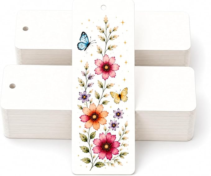 DSYIL 200 PCS Blank Bookmarks Bulks – White Paper Book Mark Blanks 350GSM Cardstock DIY Bookmark for Craft Projects Gifts Tags and Library Donations, 5.5 x 2 Inches