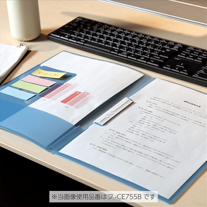 Kokuyo Portfolio Folder with Pockets for Paper Organization, Heavy Duty Pocket Folder Fits US Letter & A4,Dual-Purpose Clip & Pocket Design (FU-CE755Y)