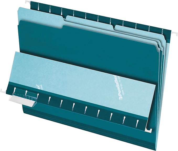 Pendaflex Interior File Folders, 1/3 Cut, Top Tab, Letter Size, Teal, 100 per Box (4210 1/3 Tea)