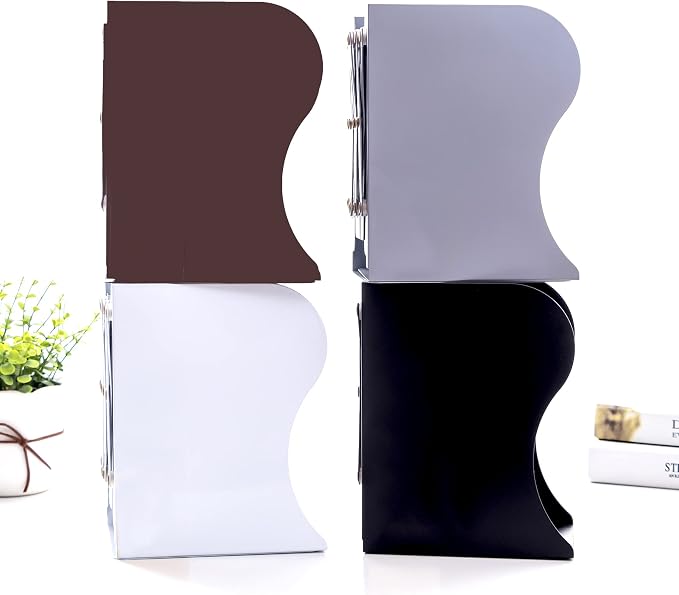 Adjustable Bookends Metal Book Ends for Heavy Book Holder Heavy Duty Bookends Nonskid Bookcase Desktop Book Organizer Binder Holder