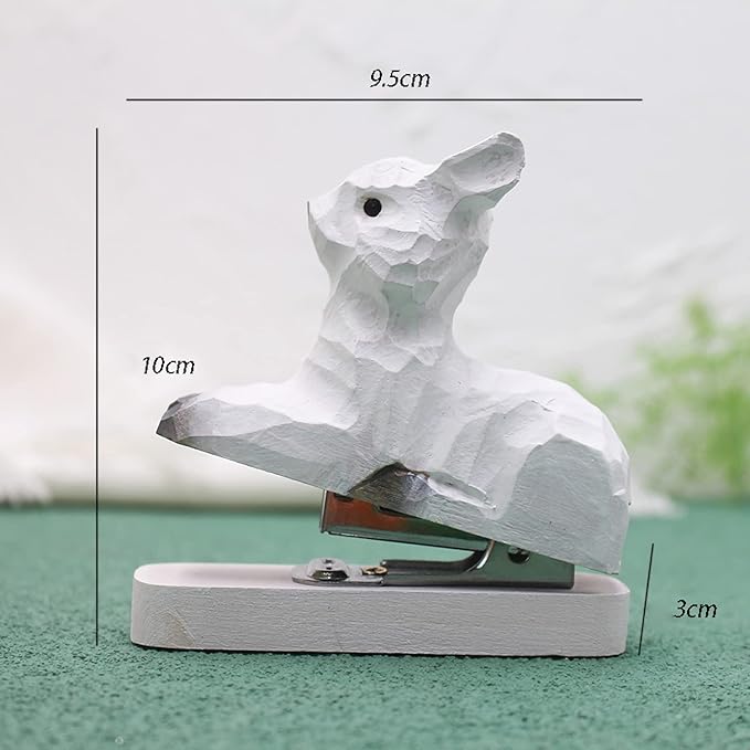 Wooden Animal Stapler, Desktop Stitcher Art Figurine Statue Sculpture Wooden Stapler for School Office Stationery (Alpaca)