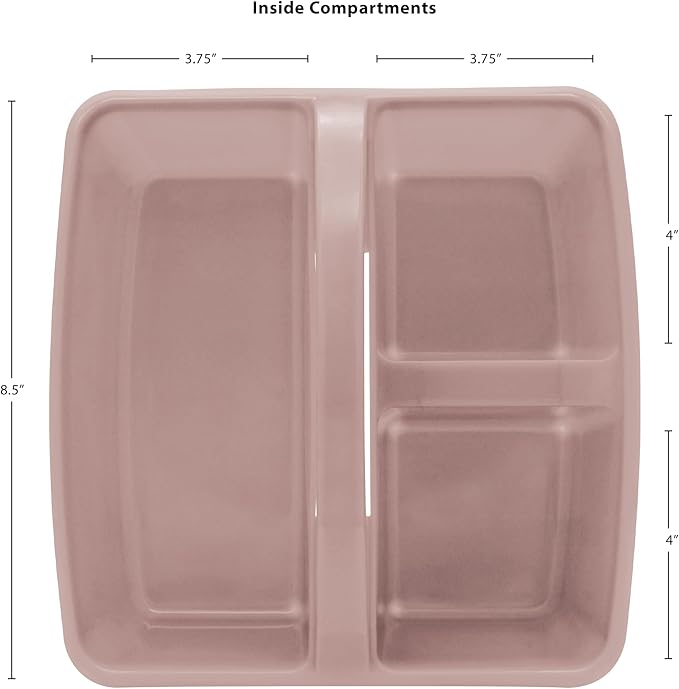 Teacher Created Resources Light Mauve Portable Plastic Storage Caddy 6-Pack for Classrooms, Kids Room, and Office Organization, 3 Compartments