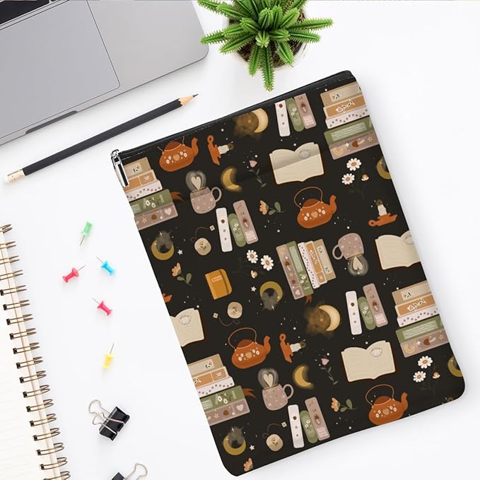 Book Sleeve Book Protector Book Pouch Book Lovers Gifts Bookish Gifts Book Cover with Zipper for Hardcover Paperback Washable Book Coffee Printed Gift Bag for Women Mom Boss Birthday, BookCover
