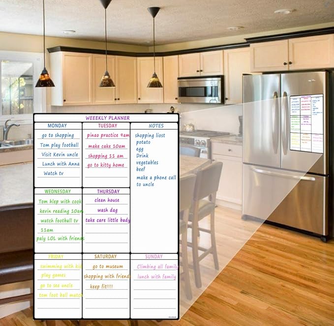 A3 Dry Erase Weekly Planner Board - 16" x 12" Magnetic Whiteboard for Daily, Weekly, and Monthly Scheduling, Chore Chart, Fitness, Meal Prep, and More for Pets, Kids, and Adults