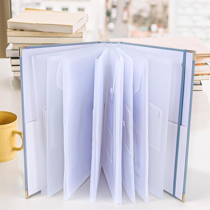 XKDOUS Important Document Organizer Emergency Binder Life Organizer Folio Folders with 9 Pockets Expanding File Storage Holder for Papers, Letters, Cards, Bills, Passports, Photos