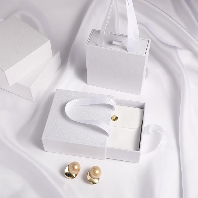 40 pcs paper boxes 9 x 9×3.5 cm white luxury gift storage, jewelry gift storage box for earrings necklaces bracelets rings