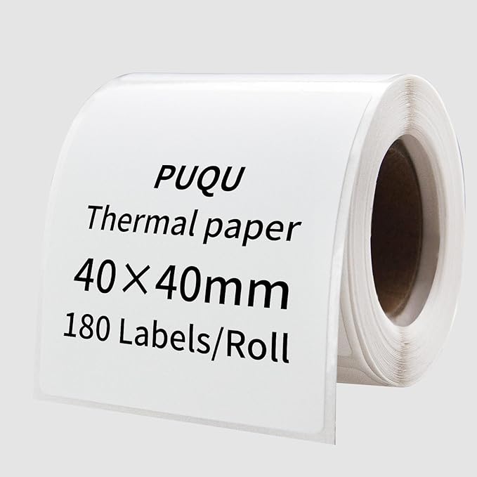 PUQU 40x50mm Direct Thermal Sticker Labels, Self-Adhesive All-Purpose Label Maker Tape, Compatible with AQ/Q1 Series Label Printer, Refills Standard Laminated Office Labeling, 6 Rolls