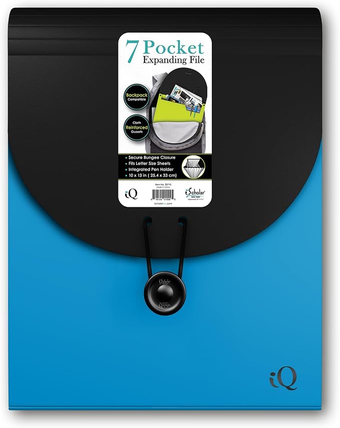 iScholar 7 Pocket Expanding Backpack Folder, Color May Vary (30710)