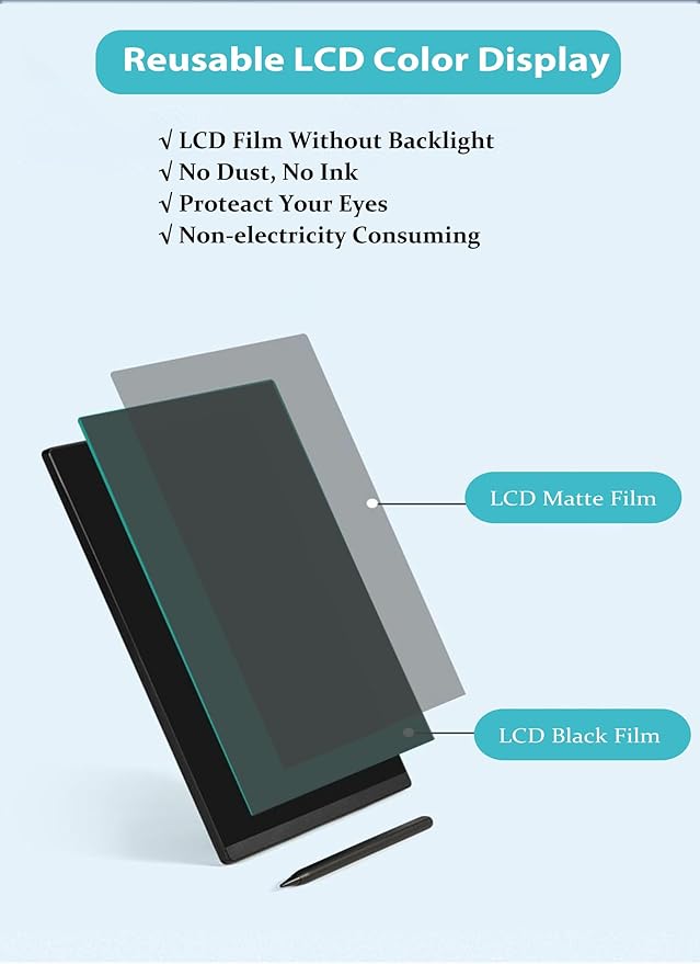 Magnetic Grocery List Pad for Fridge, 13Inch LCD Writing Tablet Magnet Fridge Board to Do Lists Shopping List Message Notepad for Refrigerator with One-Click Erase, Writing Pen (13inch)