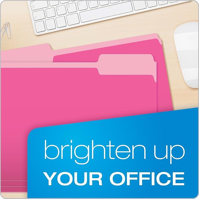 Pendaflex Interior File Folders, 1/3 Cut, Top Tab, Letter Size, Pink, 100 per Box (4210 1/3 PIN)