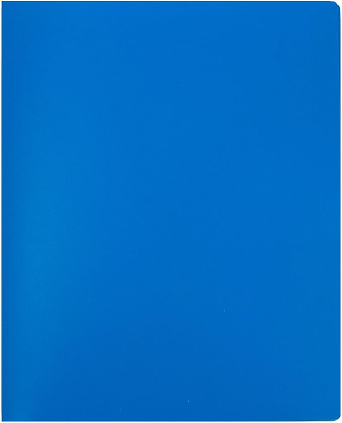 JAM PAPER Heavy Duty Plastic Multi Pocket Folders - 10 Pocket - Blue - 3/Pack