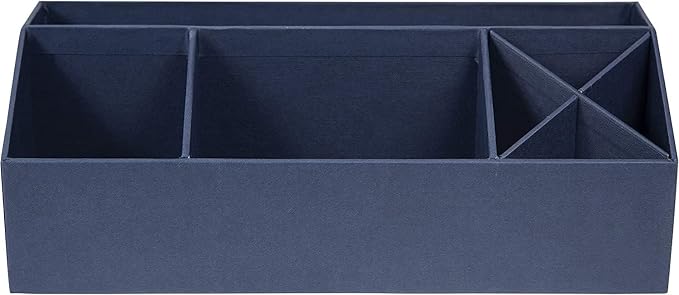 Bigso Elisa Desktop Organizer - Durable Office Desk Organizer with 7 Compartments for Office Supplies and Accessories - 13.1 in x 4.9 in x 4.9 in - Blue